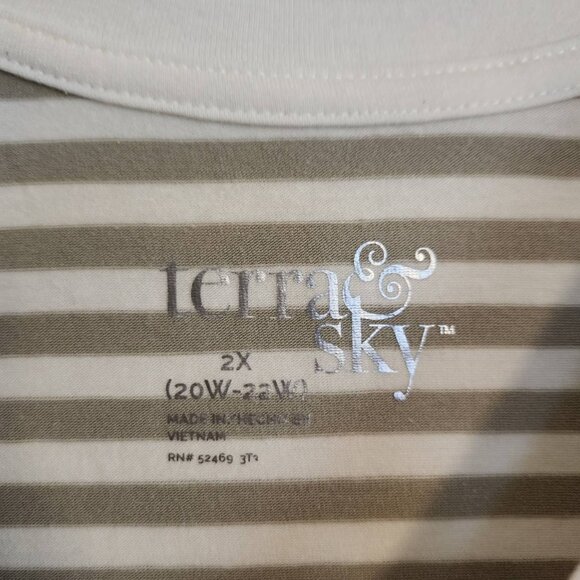 Terra & Sky Plus Short Sleeve Striped Top 2X Tencel Modal Fibers - Picture 4 of 6